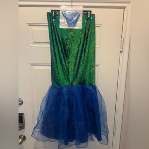 Jrs. Sequin Green and Blue Mermaid Costume + Mask